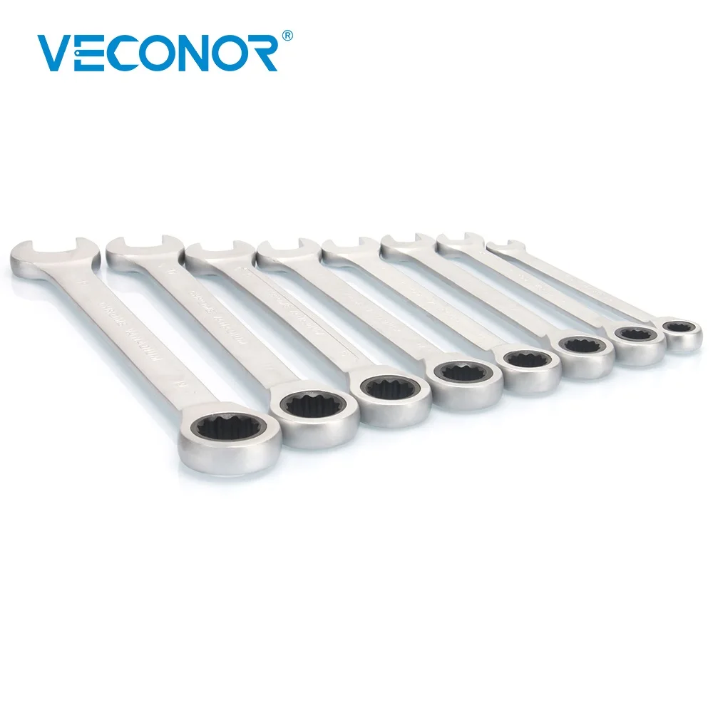 

Veconor 8-19mm Ratchet Wrench Set Ratcheting Spanners Fixed Head 72 Teeth Dull Polish Hand Tools Set of Keys Set of Tools