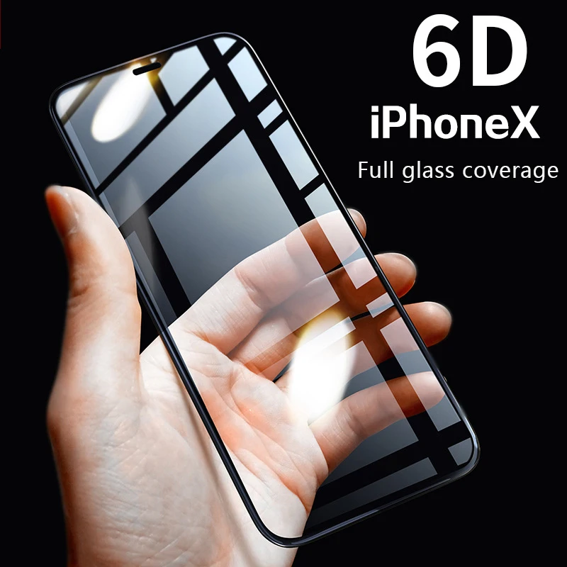 

6D Full Cover Curved Tempered Glass For iPhone X 6 6S 7 8 Screen Protector For iPhone 6 6S 8 7 Plus Protective Glass Film