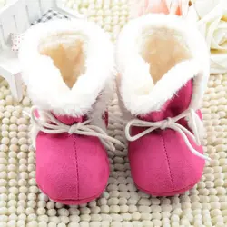 Для маленьких девочек флисовая Обувь для младенцев новорожденных зимний сапог Обувь для прогулок Новинка PY5