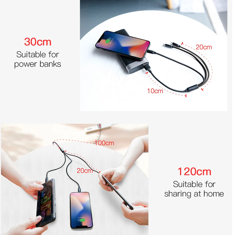 FBYEG 3 في 1 كابل يو اس بي للهاتف المحمول المصغّر usb نوع C كابل الشاحن ل فون XR XS ماكس X هواوي سريع بيانات كابل شحن