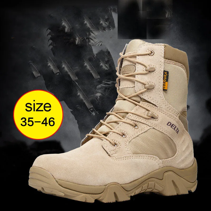 

High Quality 2019 Desert boots men commando tactics Warm combat outdoor climbing boots autumn winter tooling Hiking Shoes