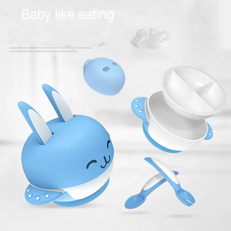 Sucker Bowl Rabbit Sucker Baby Dish Spoon Fork Food Container Tableware For Baby Kids Training Dishes BPA Free 6pcs / Set Sucker Bowl Rabbit Sucker Baby Dish Spoon Fork Food Container Tableware For Baby Kids Training Dishes BPA Free 6pcs / Set