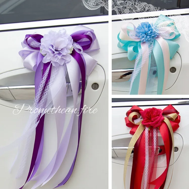 3pcs/lot Wedding Car Decoration Wedding Lace Flower Car Door Handles