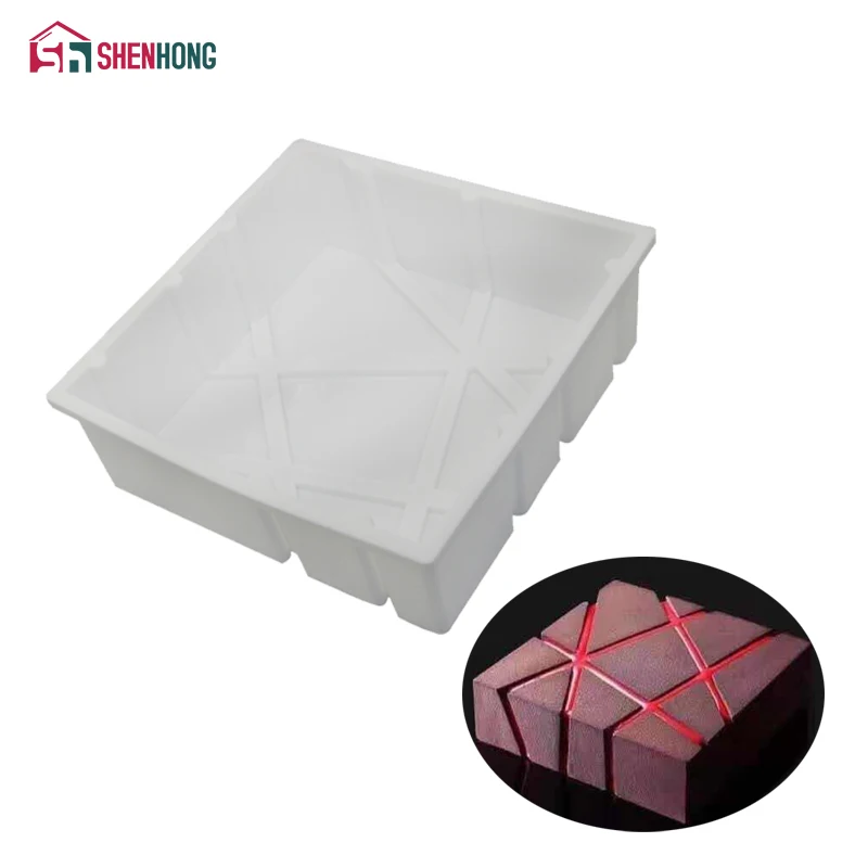 

SHENHONG Pop Lava Cube Rock Art Cake Mould 3D Silicone Decoration Mold Mousse Formy Baking Pastry Silikonowe Moule