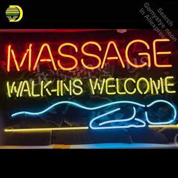

Neon Sign for Massage Walk Ins Welcome Neon Bulb sign Business Display Handmade Glass tube Beer Pub neon light custom lighted