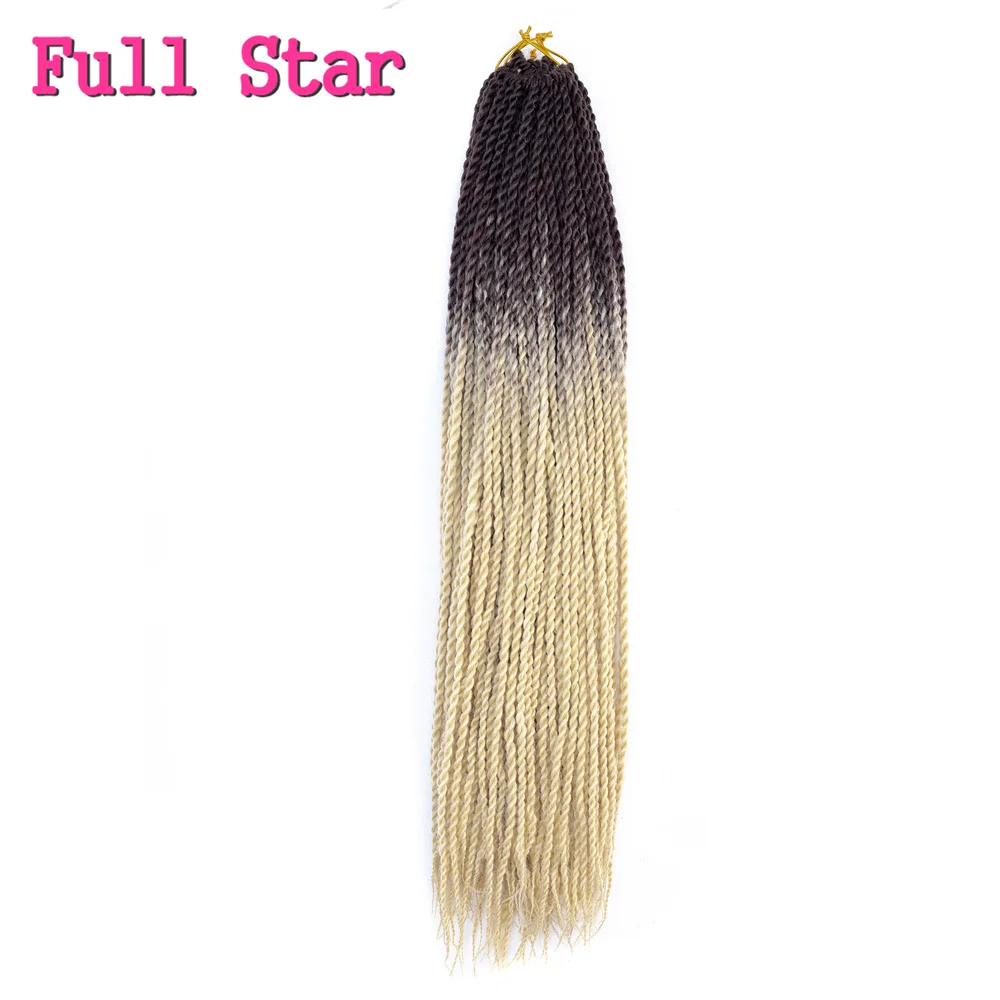 Полная звезда Омбре Сенегальские вьющиеся волосы крючком косы 20 дюймов 20 корней/упаковка синтетические плетеные волосы для женщин серый, синий, розовый, коричневый - Цвет: P1B/613
