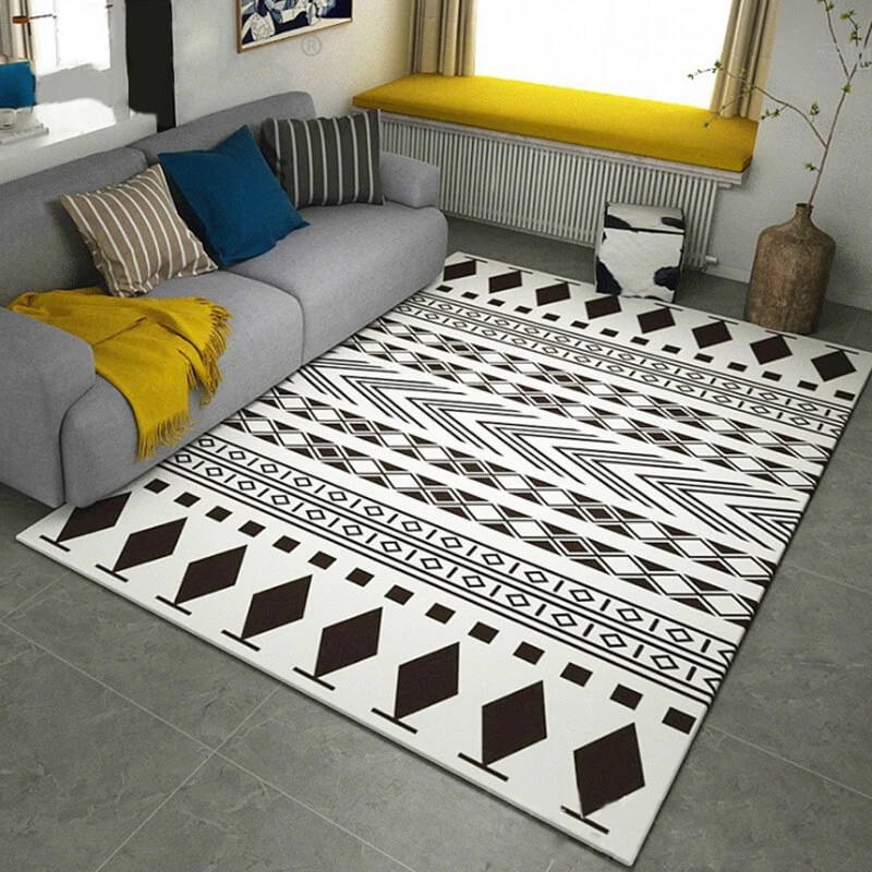 Черно-белые геометрические коврики с узором для гостиной кофейные кухонные коврики Детский для ползания Противоскользящие коврики