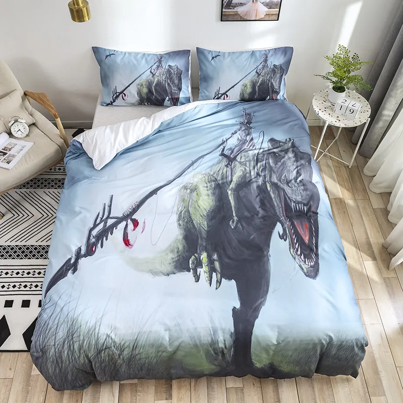 

3D dinosaur pattern bedding set Single size boy duvet cover with pillowcases Bedclothes cartoon Bed Linen Children's Day gift