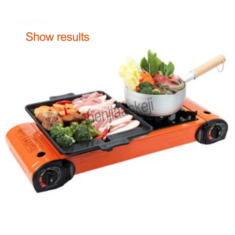 

Double-headed barbecue Furnacelarge fire Outdoor Stove Camping cooker stove Liquefied Gas BBQ grill 1pc