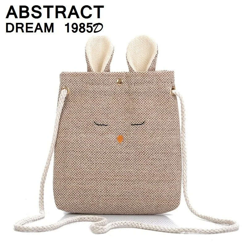 

woman's bag rabbit ears cute cotton hemp Ladies small shoulder bag casual designer fashion quality wallet women messenger bags