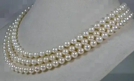 

Free Shipping >>>>> Genuine AAA+ 6.5-7mm round white cream akoya sea pearl necklace 14k gift 50