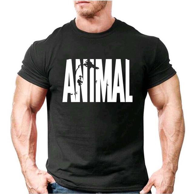 2018 hot ANIMAL T Shirt men cotton round collar muscle exercise fitness strong and handsome mens T-shirt trends cotton brand top