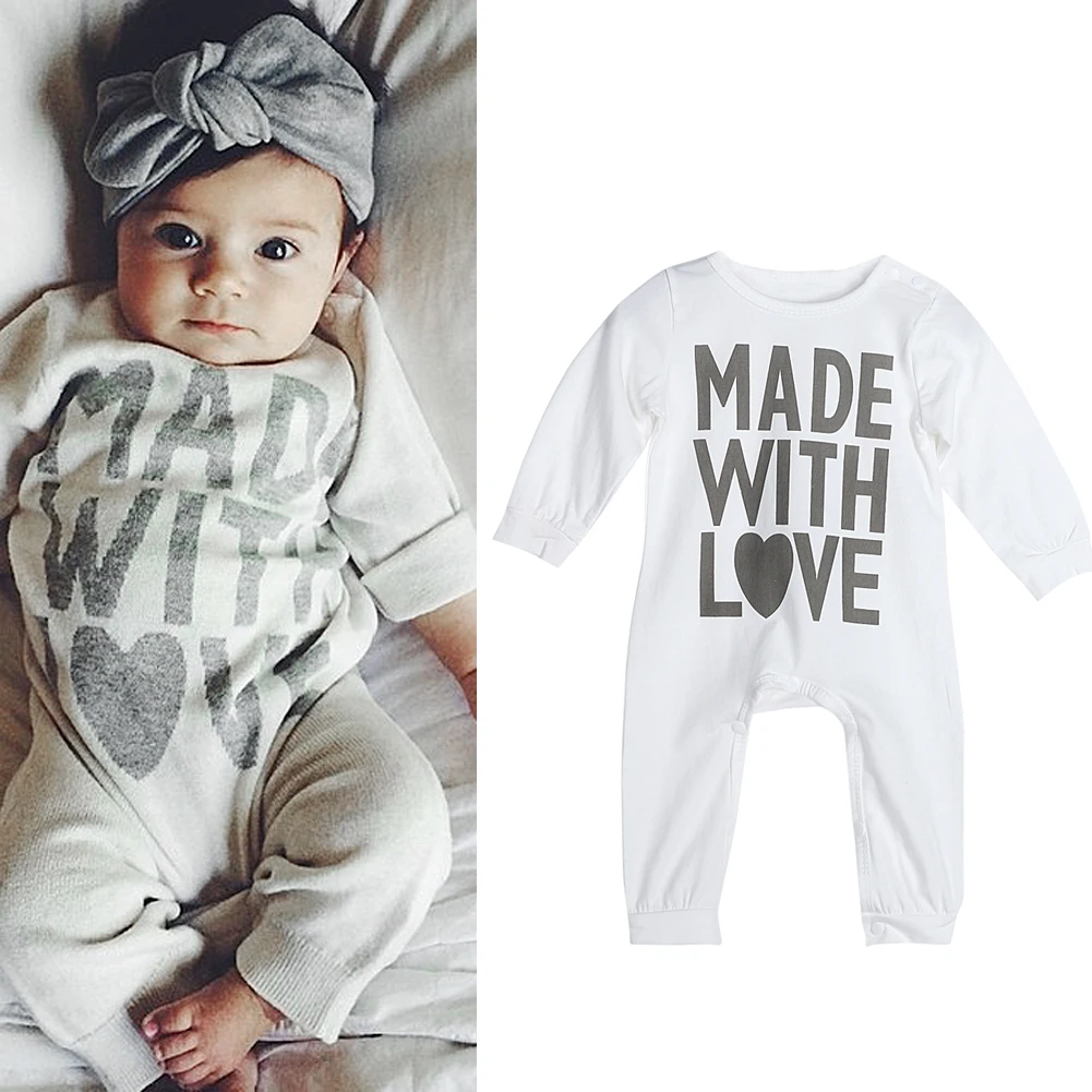 Baby Romper Infant Toddlers Letter Print Baby Clothes Long Sleeve Newborn Jumpsuits White цена Baby Romper Infant Toddlers Letter Print Baby Clothes Long Sleeve Newborn Jumpsuits White цены онлайн