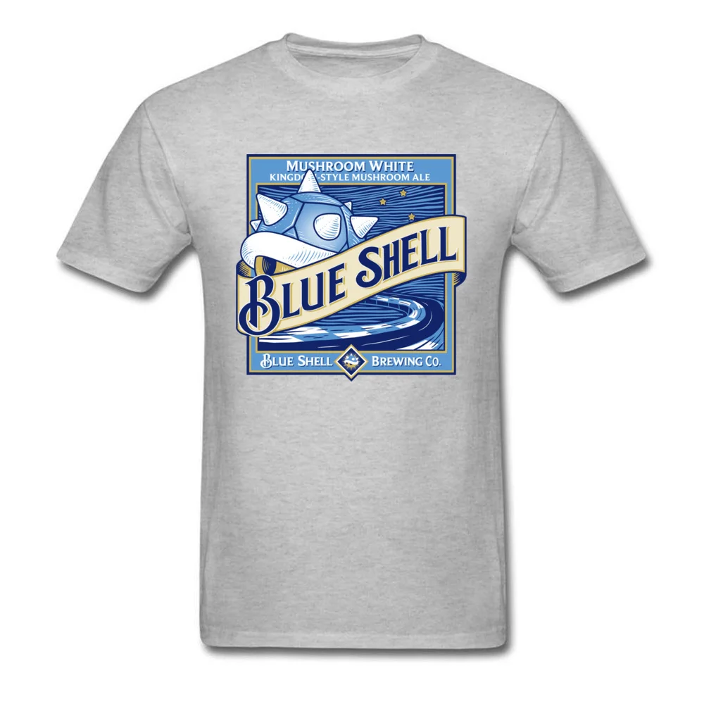 blue shell beer 6837 T-shirts for Men Print Thanksgiving Day Tops Shirts Short Sleeve Classic Sweatshirts Crew Neck 100% Cotton blue shell beer 6837 grey