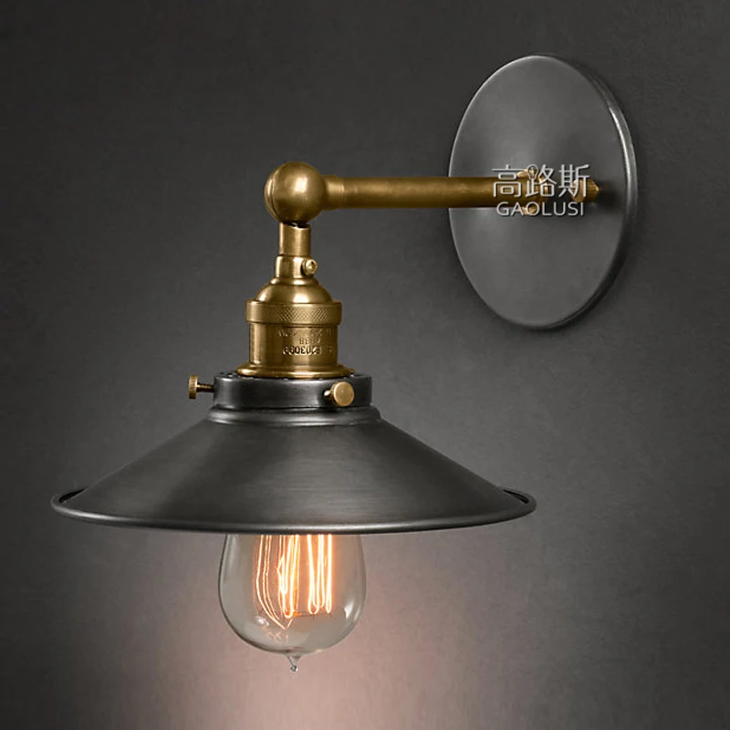 American vintage Industrial style wall lamp indoor lighting bedside lamps wall lights for home diameter 22cm 110V/220V E27