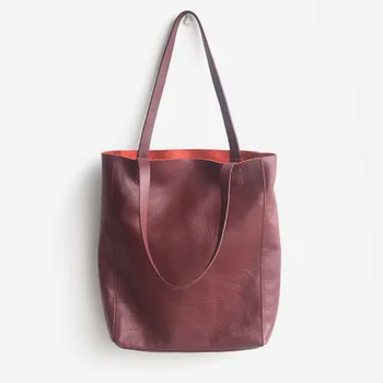 

women genuine leather soft casual one shoulder bag female firt layer cowhide burgendy black tote handbag