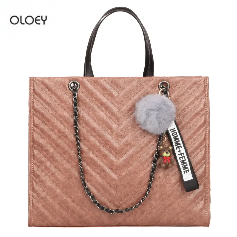 

OLOEY New fashion women's tote bag tide wild chain crossbody bag PU leather simple shoulder bag business handbag