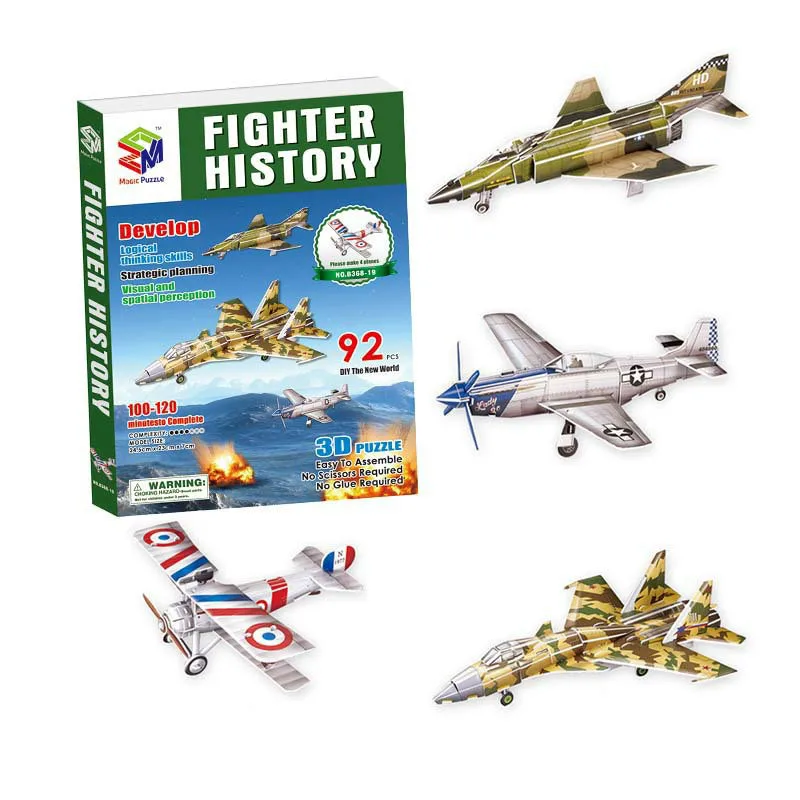 

Fighter Airplane Aircraft Paper Model Creative 3D Puzzle DIY Assembling and Inserting Early Educational Toys for Children