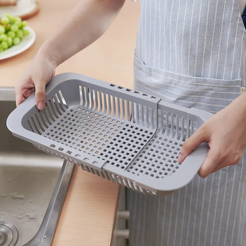Kitchen Multi-Function Retractable Drain Basket Sink Drain Rack Vegetable And Fruit Washing Drainage Basket
