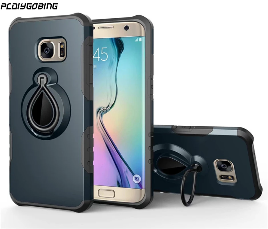 

PCDIYGOBING For Samsung Galaxy S7 edge S8 Plus Note 8 Shockproof Cases Case fulll Finger Ring Holder Car Use Combo Cover