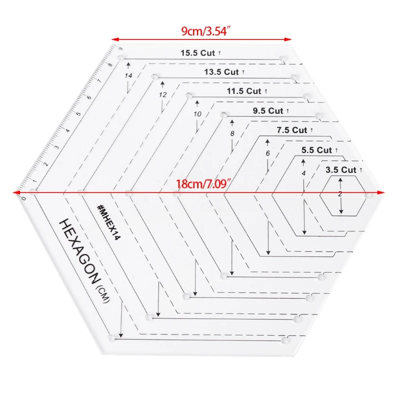 Шестигранная стеганая линейка Лоскутная пластиковая шаблон DIY Швейные инструменты полезные