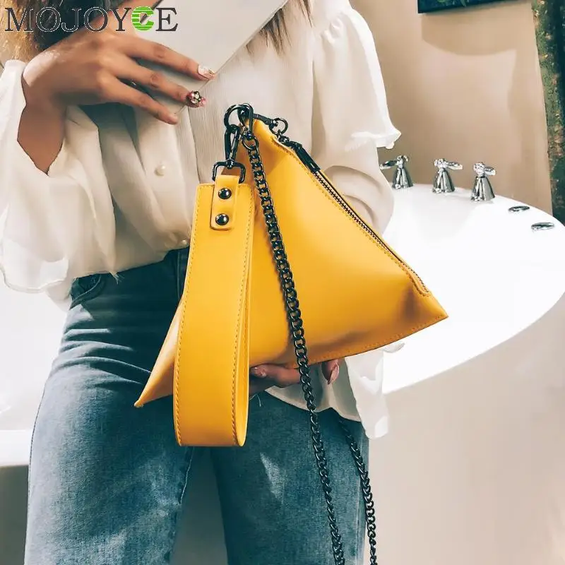 

Cute Dumpling Shape Handbags Women Mini Geometry Shoulder Bag PU Leather Handbag Long Chain Small Messenger Bag Wristlets Clutch