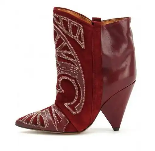 berry suede shoes