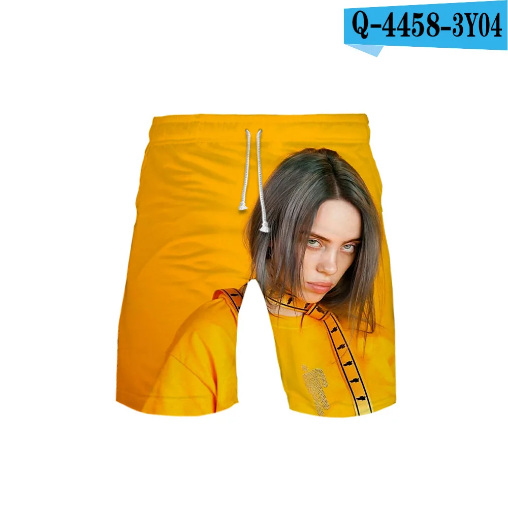Billie Eilish 3D принт хип-хоп шорты мужские и женские дышащие пляжные плавающие шорты Homme Свободные повседневные быстросохнущие брюки из полиэстера Qry - Цвет: 001