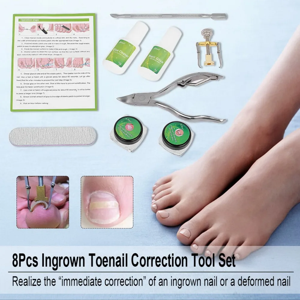 8Pcs Ingrown Toe Nail Correction Lifter Clean Tools Set Ingrown Toenail