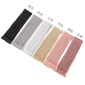 

Sheer Glitter Mesh Long Lace Gloves for Women Girls Metallic Shimmer Solid UV Protection Arm Sleeves Ruffles Trim Ultra-Thin