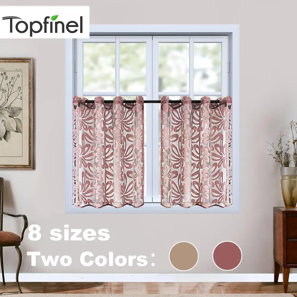 

Topfinel luxury short curtains floral geometric tulle for windows sheer curtains kitchen blinds voile curtain fabric home decor