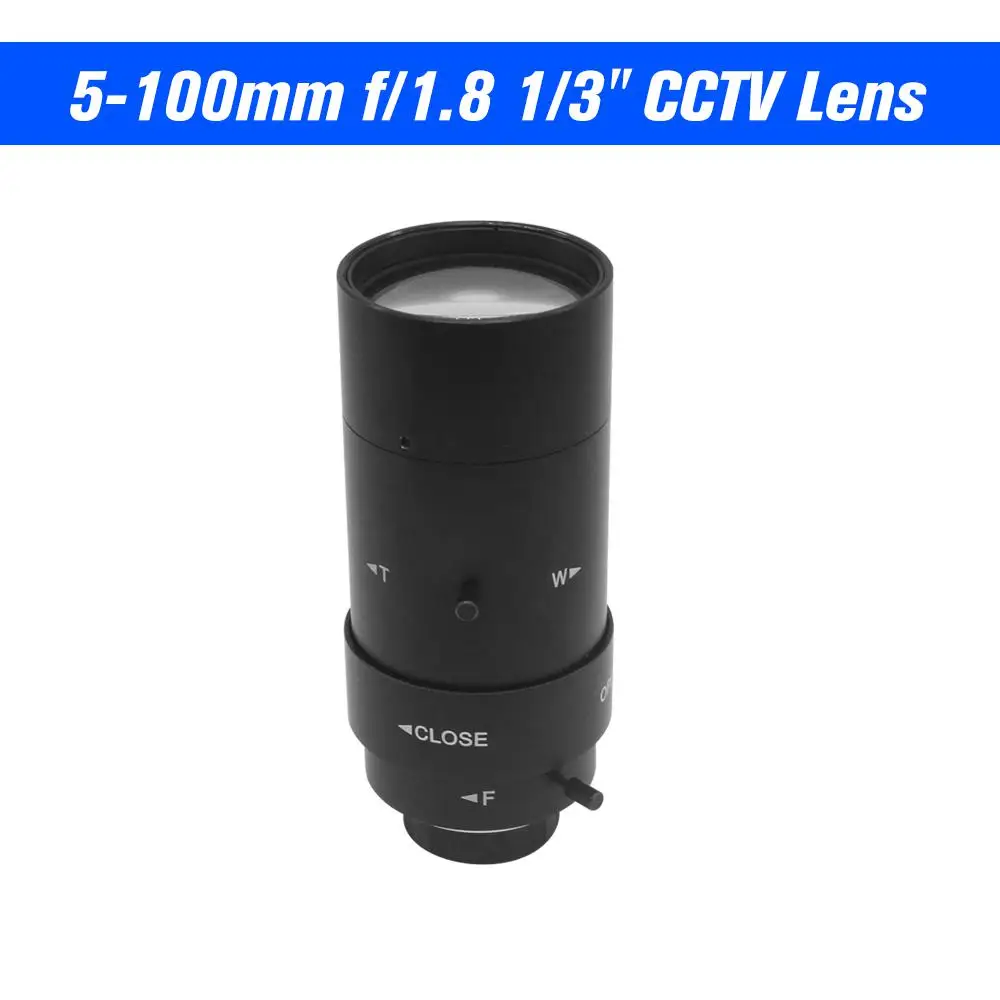 

5-100mm CS F1.8 Lens 1/3" Manual Iris & Focal Length Varifocal Zoom CS-Mount Lens for Security CCTV Camera