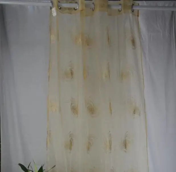

1pc pack organza embroidery curtain with 8 metal rings free shipping