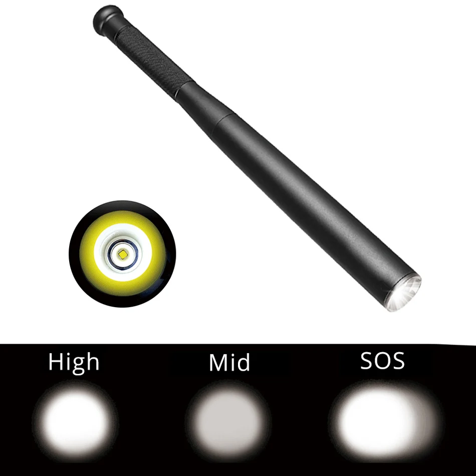 

Self Defense Baseball Bat LED Flashlight 3800 Lumens Super Bright Baton Torch for Emergency and Camping Hunting