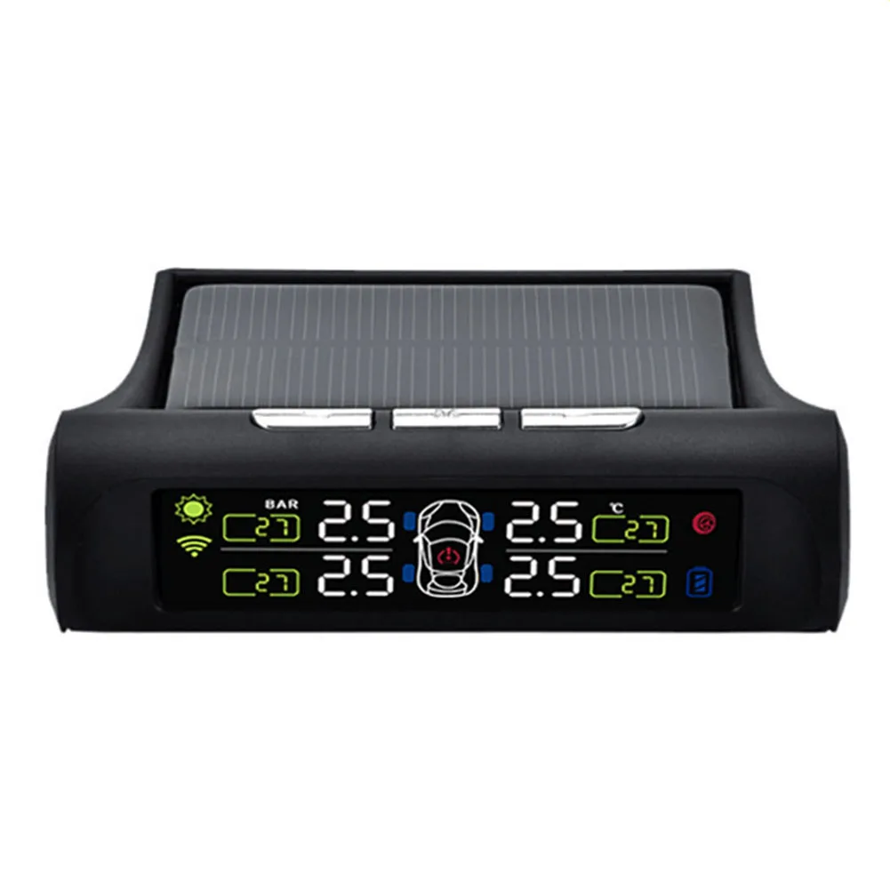 

Waterproof Alarm Easy Install LCD Display Accurate Voice Broadcast USB Charging Solar Power Tire Pressure Monitor External