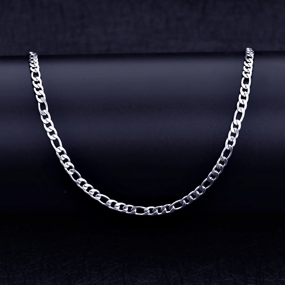 Колье Figaro из нержавеющей стали 4 мм 18: 9 длинное для мужчин длина 50/55/60/70 см|Цепочки|