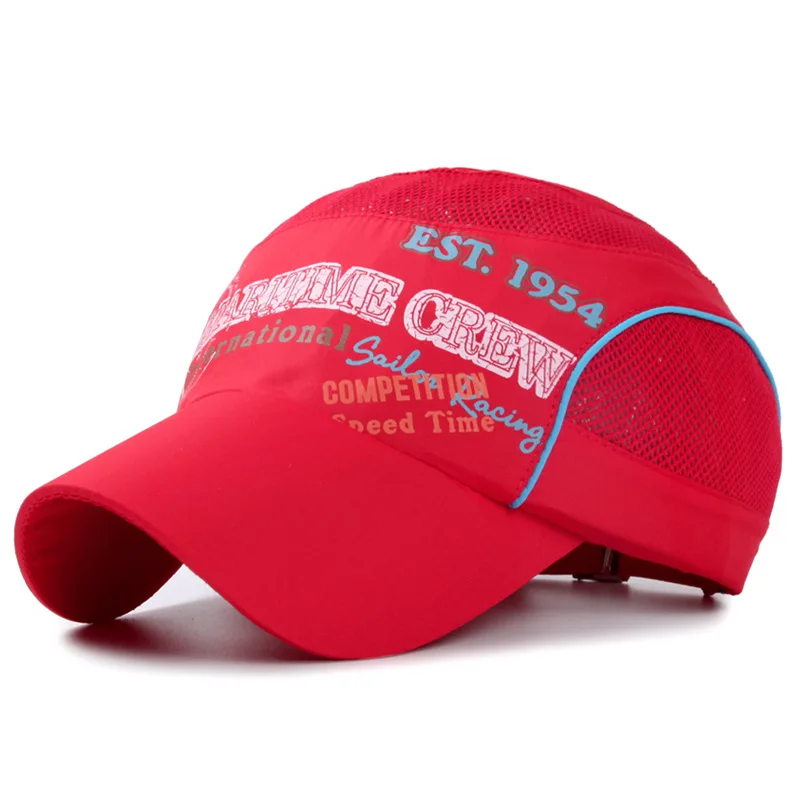 Корейская ультра-тонкая Водонепроницаемая быстросохнущая ткань, летняя кепка для девочек и мальчиков, унисекс, быстросохнущая сетчатая Кепка, кепка для бега, дышащие шапки - Цвет: WatchRed