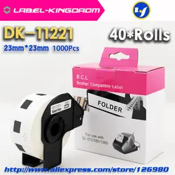 40 рулонов Универсальный dk-11221 label 23*23 мм 1000 шт. совместимый для принтера брат этикетки все приходят с Пластик держатель