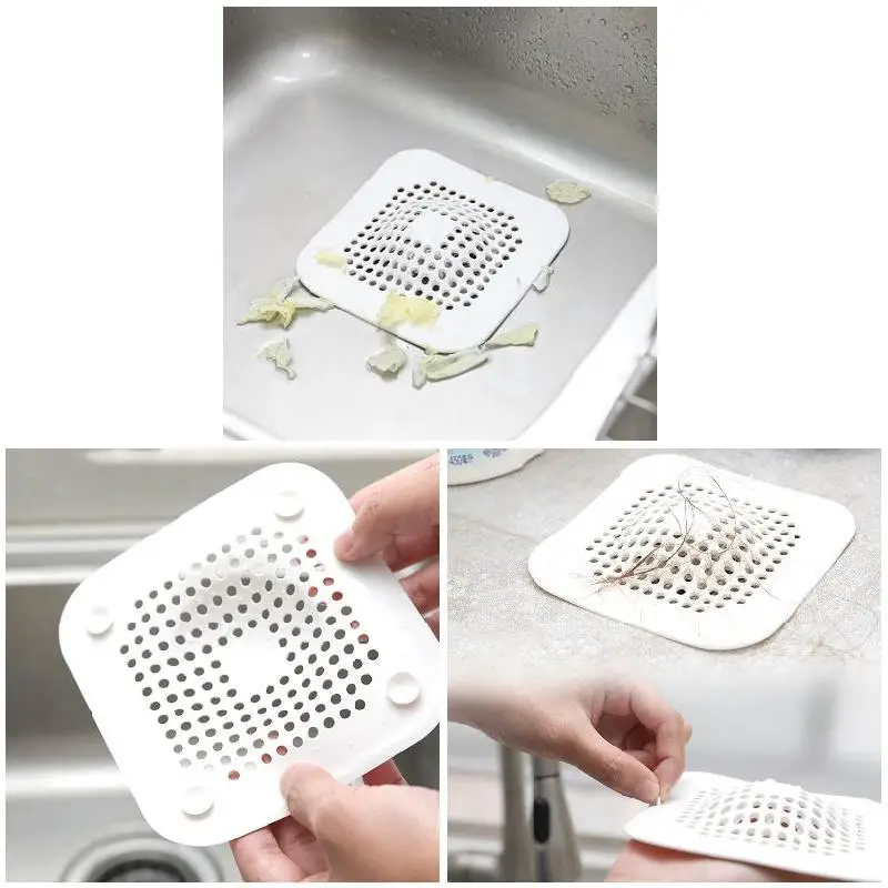 

1 Set Hair Filter Net Drain Cover Sink Strainer Easy Cleaning for Kitchen Bathroom Hogard