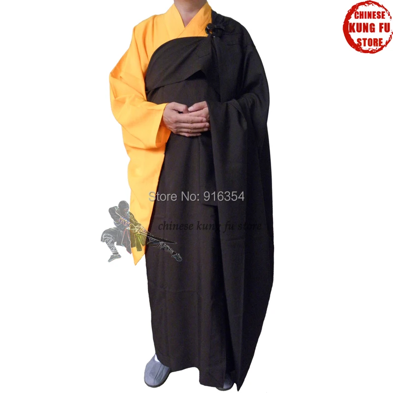 Cotton Shaolin Buddhist Monk Dress Meditation Long Robe Gown Kung Fu Suit Temple 