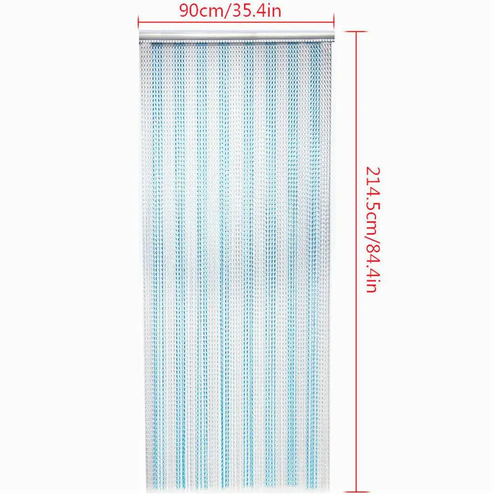 Aluminium Chain Door Window Curtain Metal Screen Fly Insect Blinds Pest Control, Blue and Silver