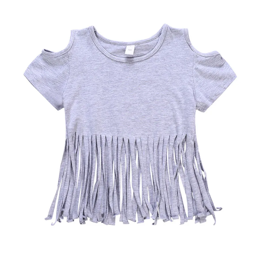 Dream Vine Baby Girls Blouse 2018 New Fashion Princess Clothing Gery Short Sleeve Baby Girls Shoulder-less Blouses for 1-4Y (1)