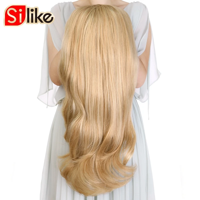 

Silike Synthetic 3/4 half wig Ombre Color Long Blonde Hair High Temperature Glueless Cosplay Wigs For Black/White Women