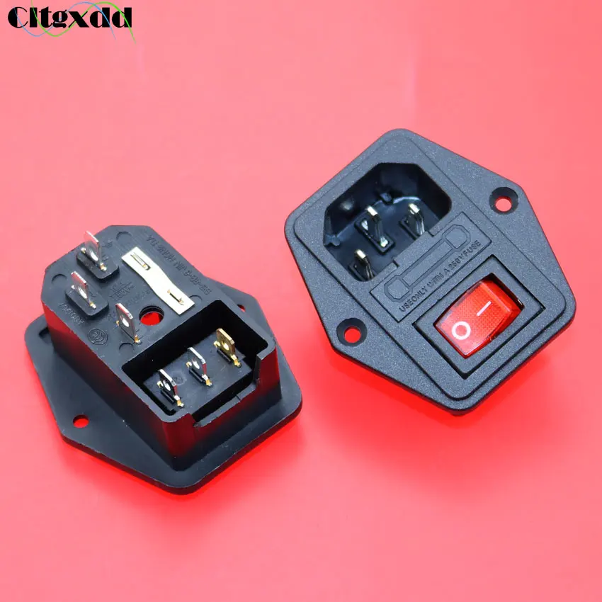 Cltgxdd 1pcs Iec 320 C14 Ac 10a 250v Power Socket With 3 Pin Red Light