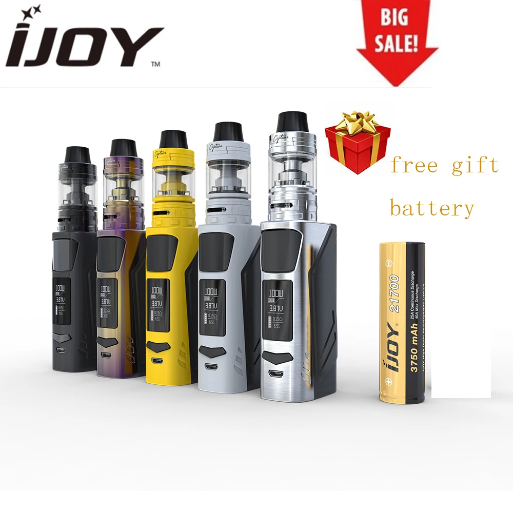 

Free Battery!!! Original IJOY ELITE PS2170 100W TC Kit with 3750mAh Battery & 3.2ml/ 2ml Captain Mini Subohm Tank Ecig Vape Kit
