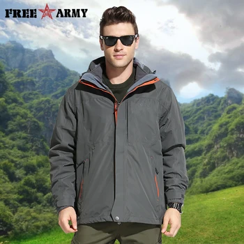 

FREE ARMY 2018 Winter New Men Jackets Softshell Waterproof Brand Clothing Trekking Male Jacket Windproof Warm Blue Coat CY85028