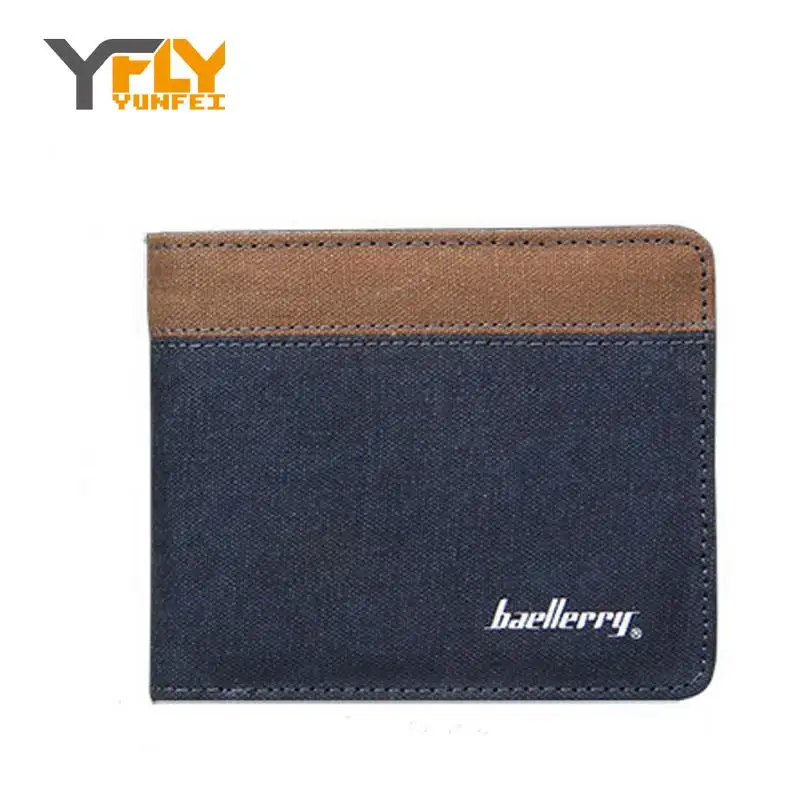 Y-FLY Brand Canvas Short Patchwork Casual Men Wallet Bag 2016 Hot Sale Multi-holder Money Purse Wallets Men Bag HB030