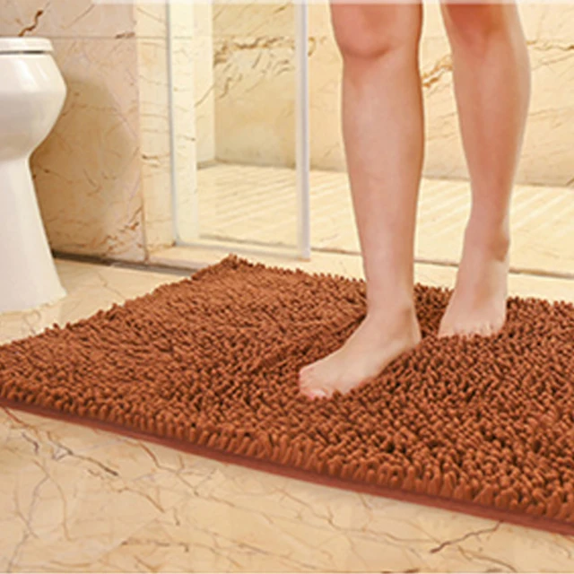 3 sizes Bath Mat Bathroom Carpet Bathroom Mat For Toilet Bathroom Rug Toilet Mat Tub Rug Anti-slipping Absorbent Soft Chenille