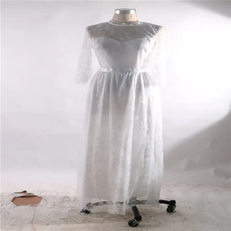 Large size Spring dresses Woman White Backless Lace Mermaid NightClub Dress 2019 Long Sleeve Party Gown Bride Dress (1)