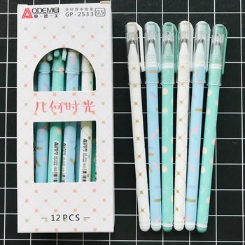 

3pcs/lot 0.5mm Black Ink Cute Colorful Geometric Patterns Gel Pen Rollerball Pen Writing Stationery School Office Supply